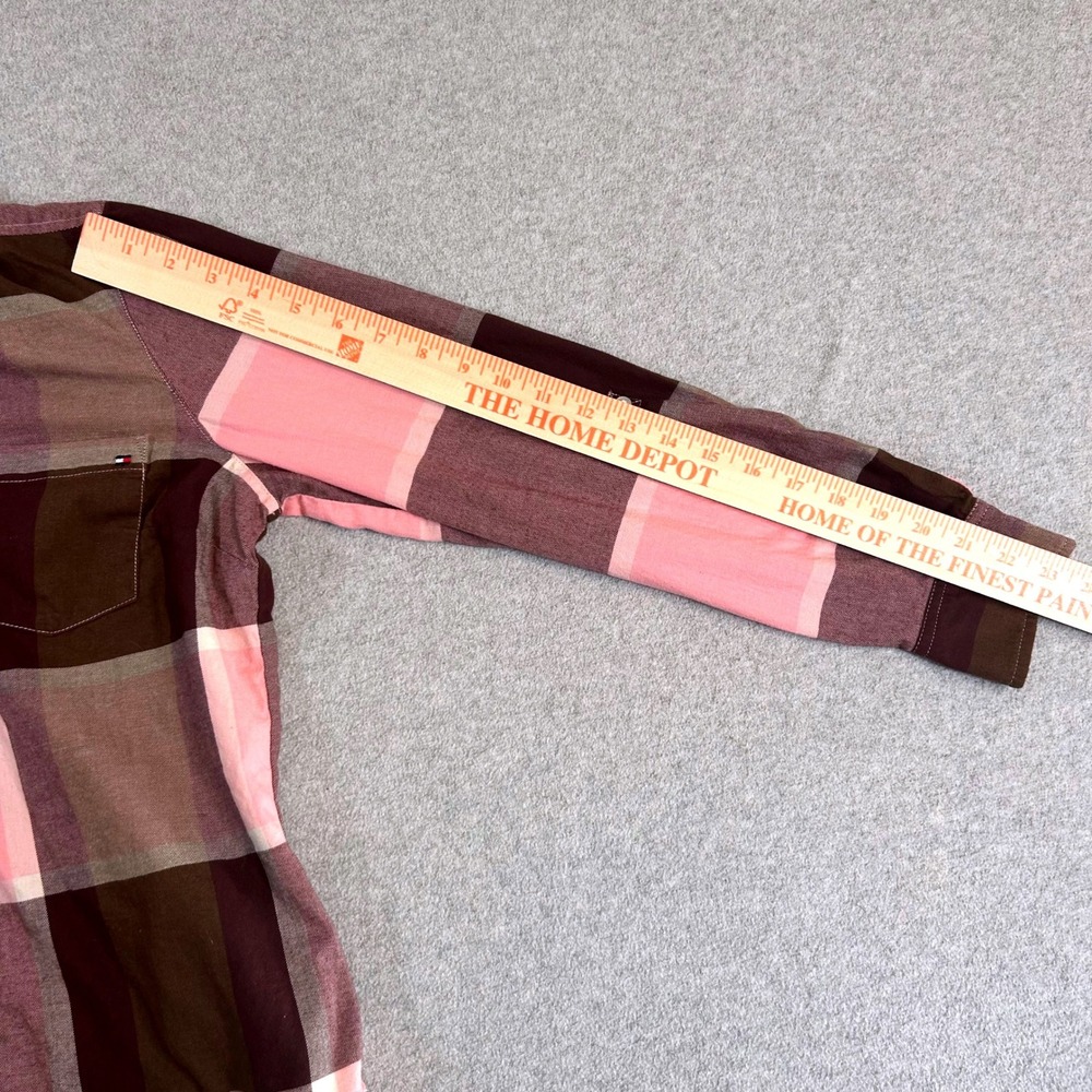 Tommy Hilfiger Button Down Womens S Pink Brown Plaid Long Sleeve Shirt Flannel - Picture 6 of 8